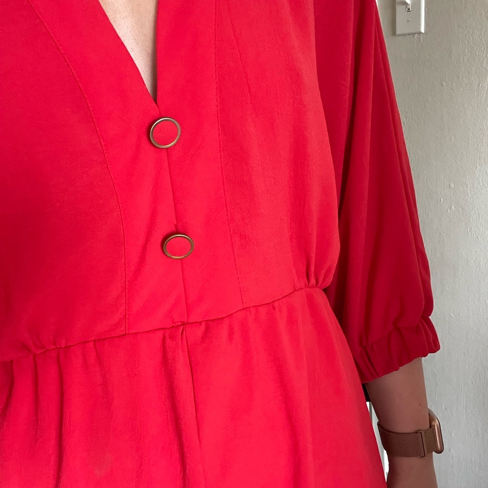 Zara Red Romper With Slightly Open Back Detail In… - image 1